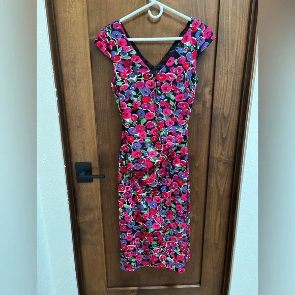 Nicole Miller Vibrant Floral Midi Dress, size large - Picture 1 of 12
